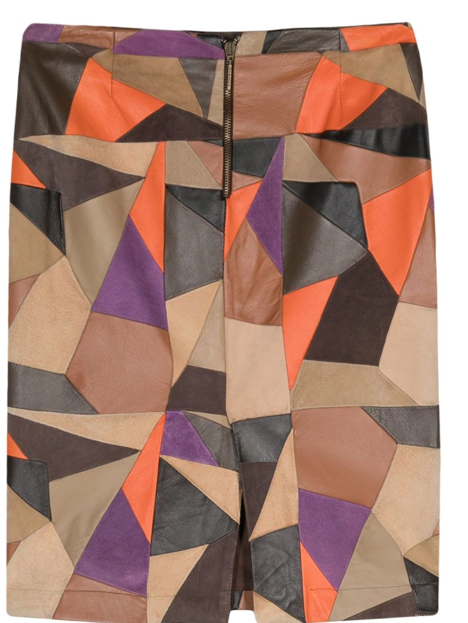 Affordable leather 2000s Versace miniskirt Women geometric-print 0405